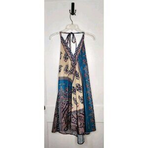 NWT Advance Apparels One Size Fits Most Floral Boho Silk Blend Halter Dress